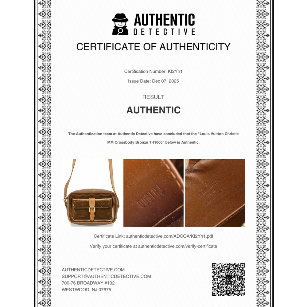 Authenticated Louis Vuitton Christie MM Crossbody in Bronze - Picture 2 of 10